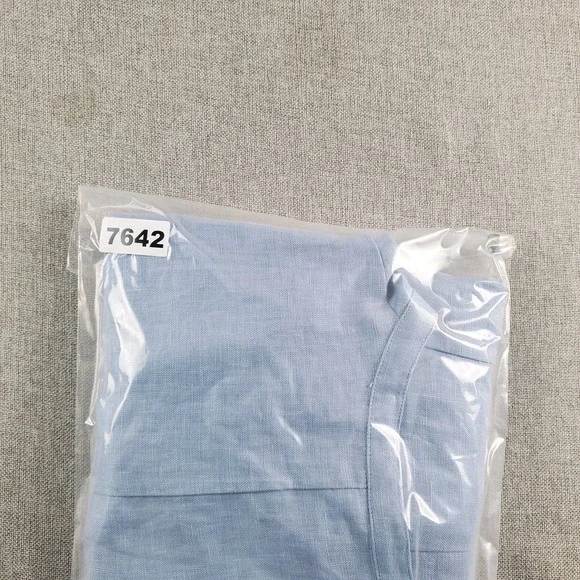 Lintico Womens Shirt Dress Tunic XL Blue 100% Linen Dillon Lagenlook Hand Button - Picture 2 of 12